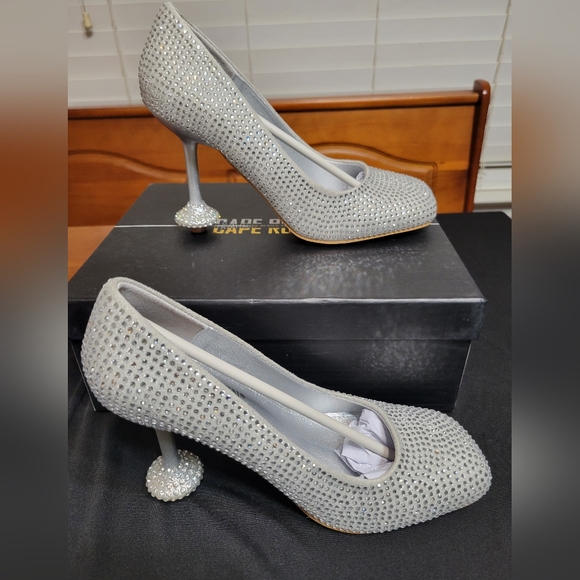 Cape Robbin Shoes - Cape Robbin Silver Crystal Embellished High Heel Pumps